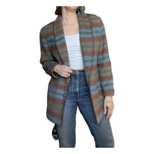 Vintage Casual Corner Wool Blend Striped Blazer Coat Brown 6/ Medium